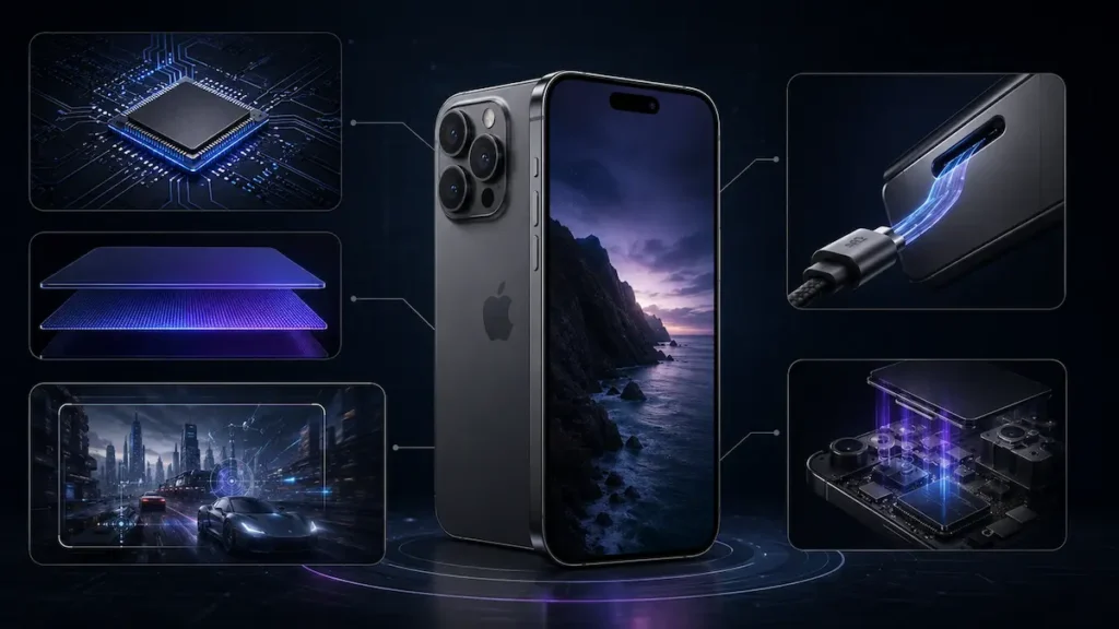 iPhone 15 Pro Max A17 Pro performance display and USB-C features