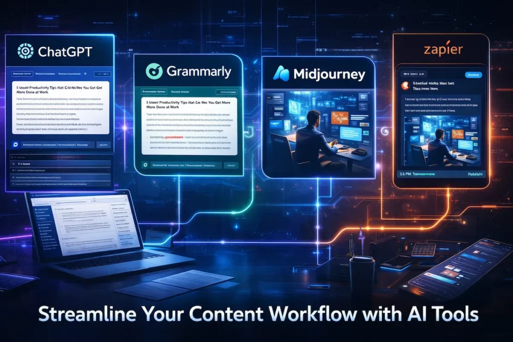 Top of each panel: Tool Names (ChatGPT, Jasper AI, Copy.ai)