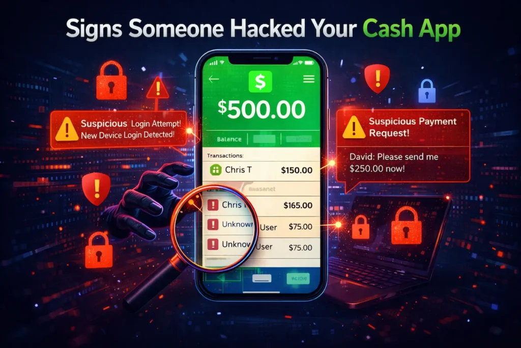 warning signs someone hacked your cash app illustration
