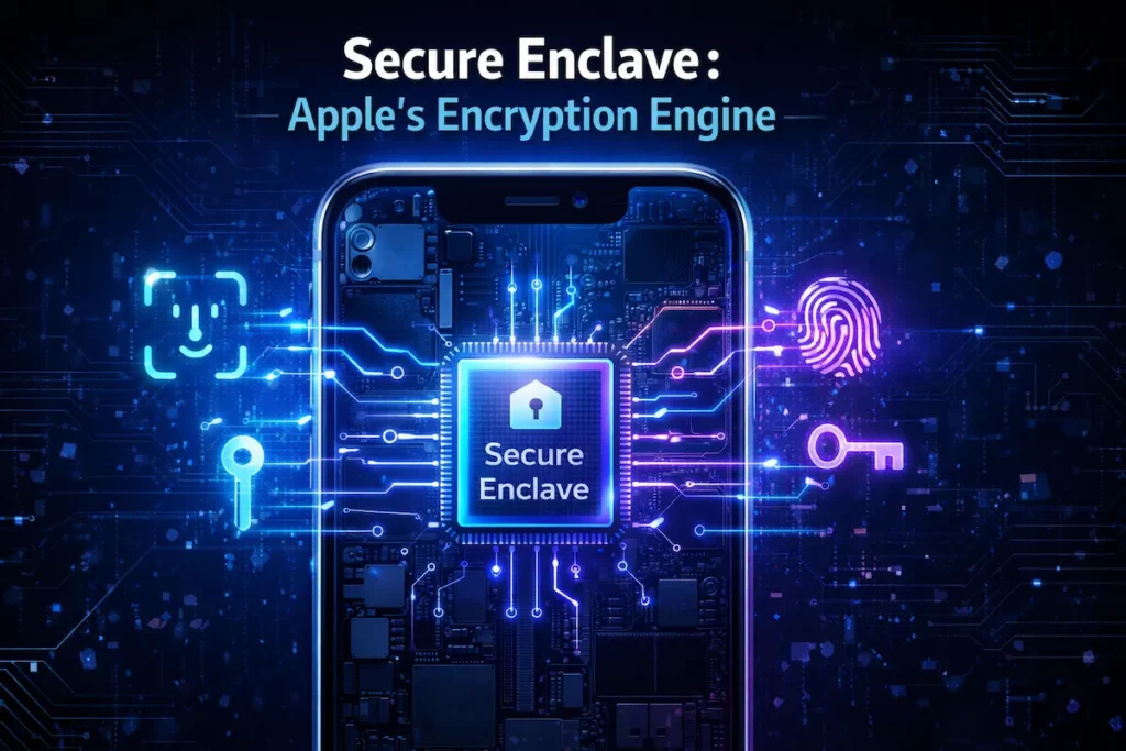 Secure Enclave chip protecting encryption for iPhone security system