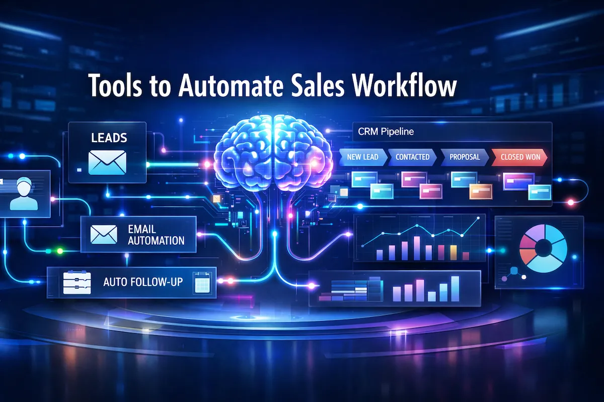 Tools to automate sales workflow dashboard with AI automation, CRM pipeline, and lead tracking system