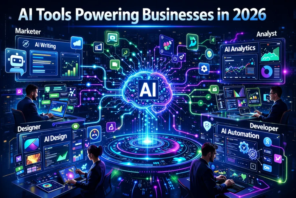 AI tools ecosystem helping marketers, designers, and analysts automate work in 2026