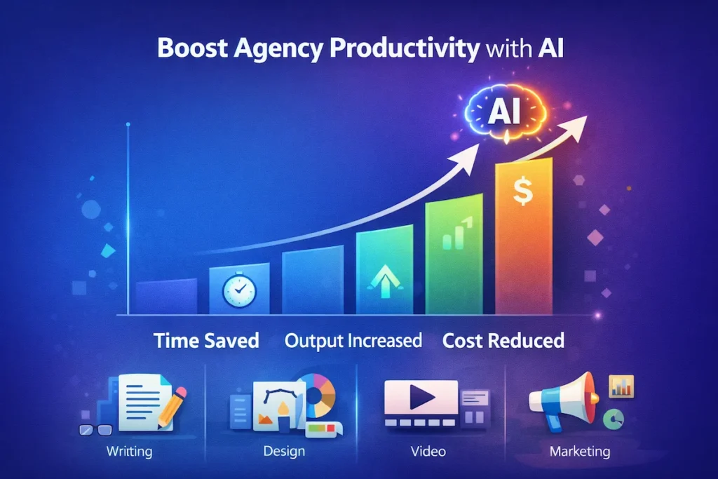 infographic showing productivity growth using AI tools for creative agencies