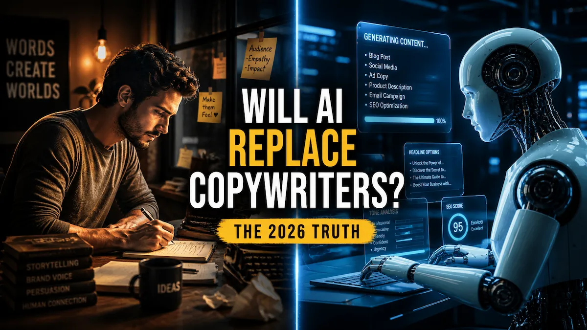 AI vs human copywriter comparison showing the future of copywriting in 2026