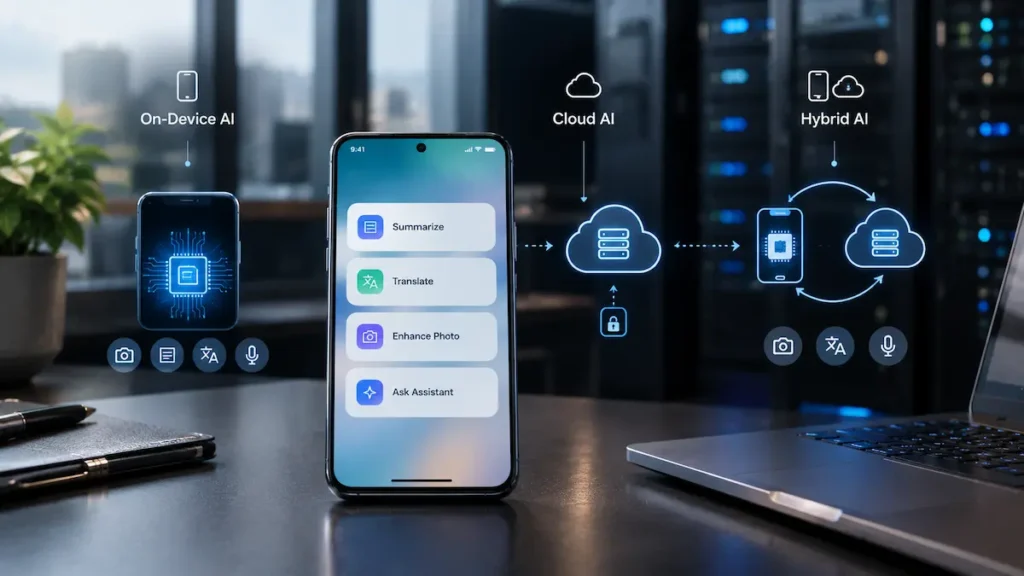 Modern smartphone displaying AI features for an AI phones 2026 buying guide